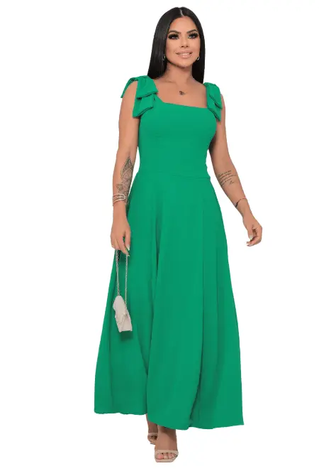 Vestido Longo com Alça Dupla