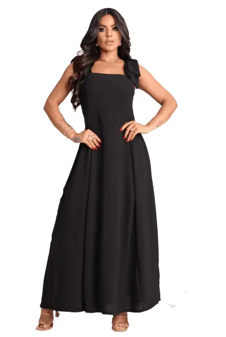 Vestido Longo com Alça Dupla